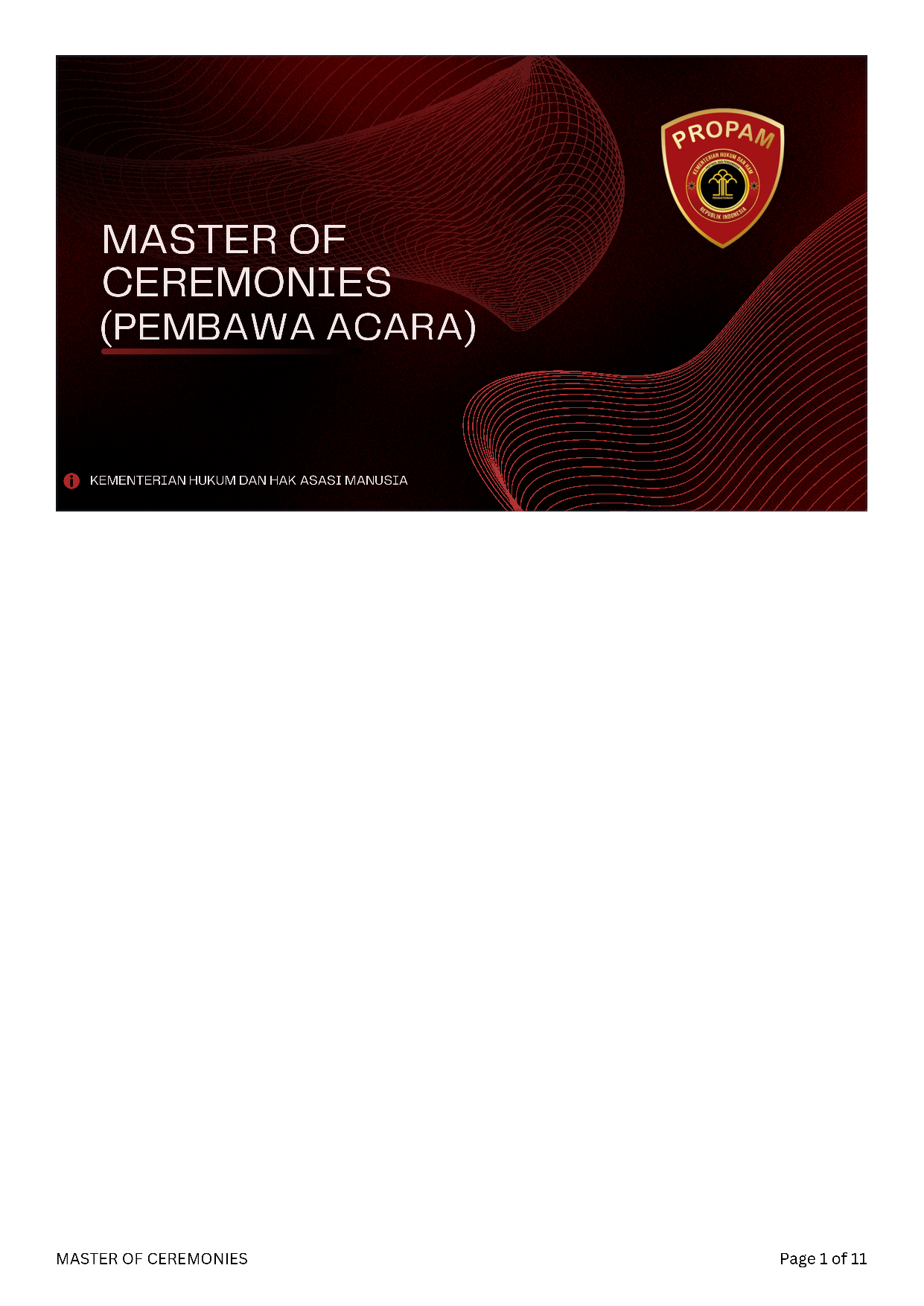 Propam - Master Of Ceremonies