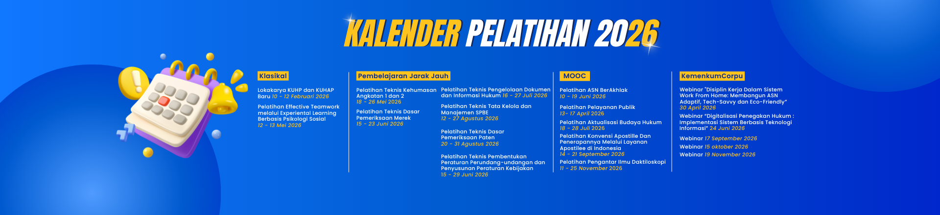 Kalender Pelatihan